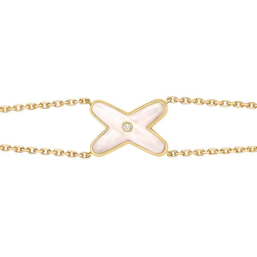 [Riva Jewelry]JEUX BRACELET WHITE MOP GOLD 1 DIAMOND