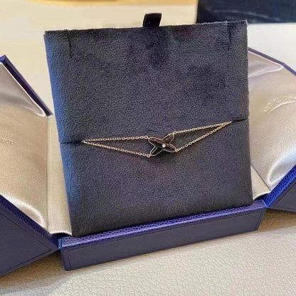 [Riva Jewelry]JEUX BRACELET ONYX ROSE GOLD 1 DIAMOND