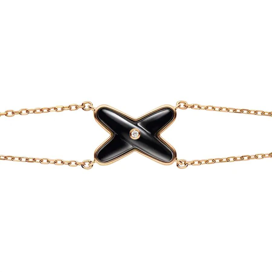 [Riva Jewelry]JEUX BRACELET ONYX ROSE GOLD 1 DIAMOND