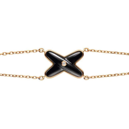 [Riva Jewelry]JEUX BRACELET ONYX ROSE GOLD 1 DIAMOND