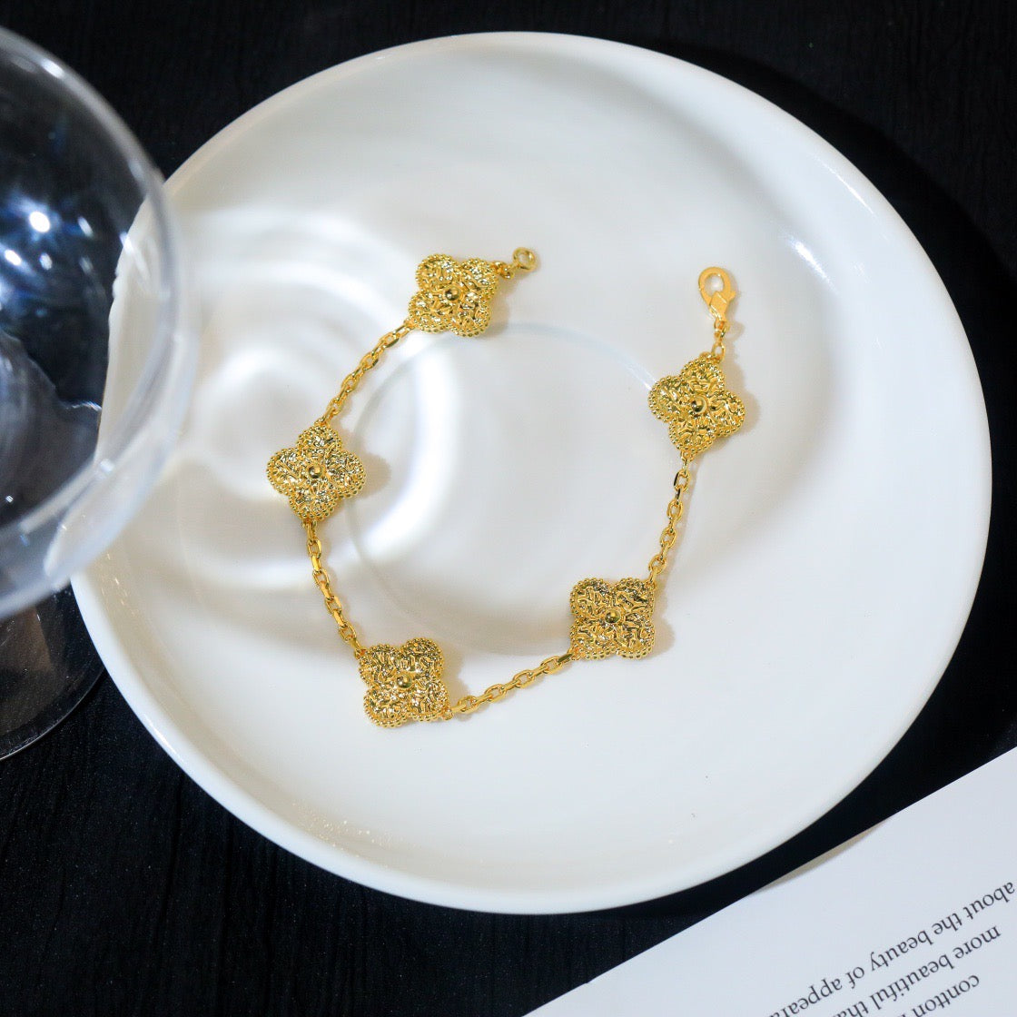 [Riva Jewelry]LUCKY CLOVER 5-MOTIF BRACELET - BRONZING