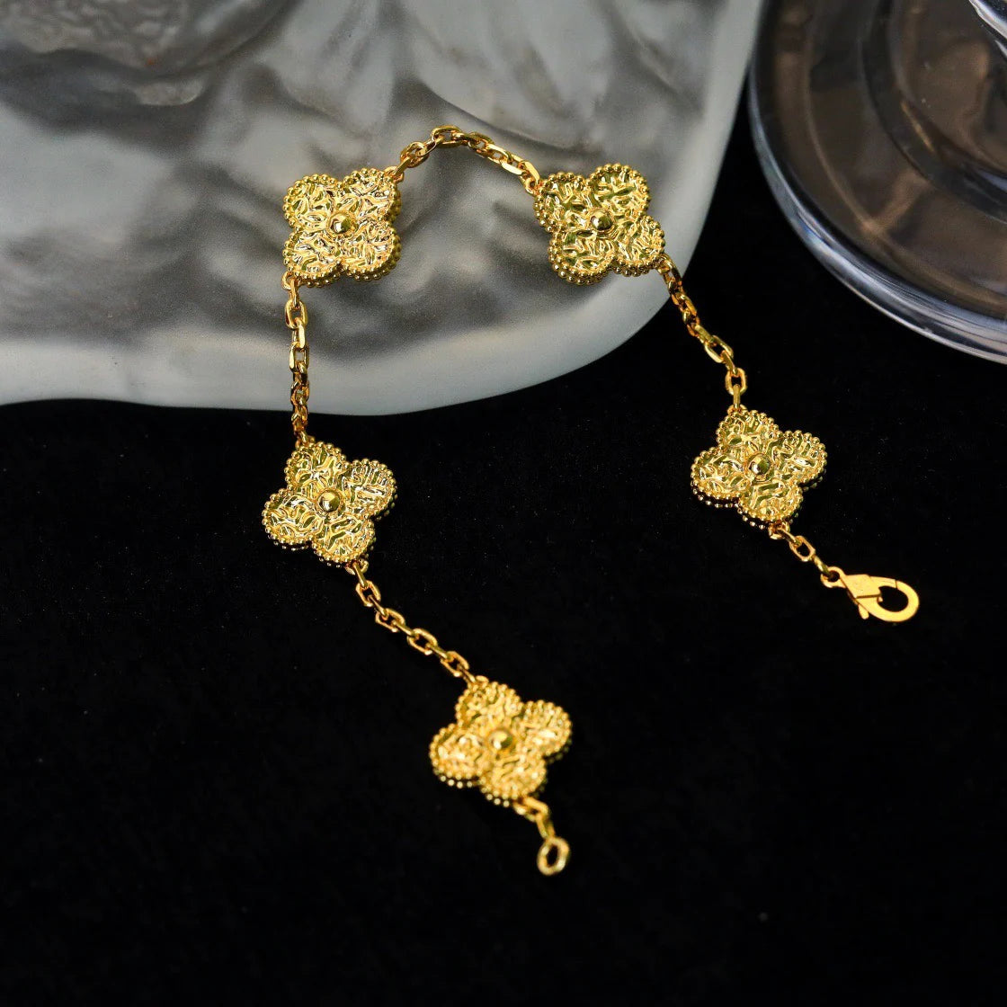 [Riva Jewelry]LUCKY CLOVER 5-MOTIF BRACELET - BRONZING