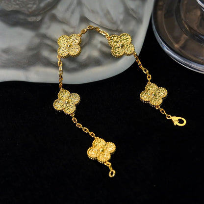 [Riva Jewelry]LUCKY CLOVER 5-MOTIF BRACELET - BRONZING