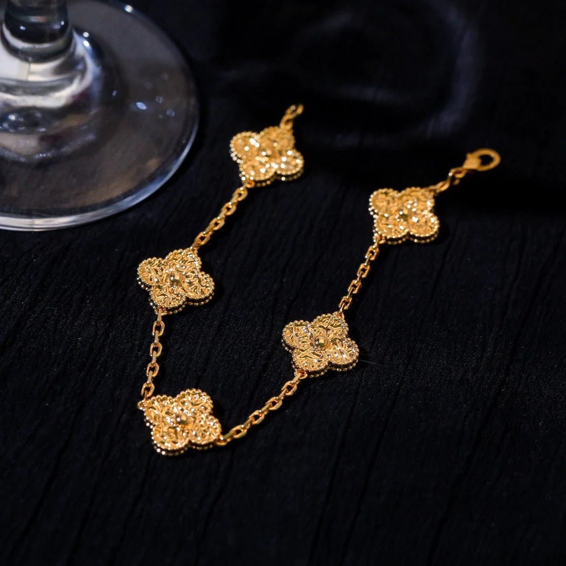 [Riva Jewelry]LUCKY CLOVER 5-MOTIF BRACELET - BRONZING