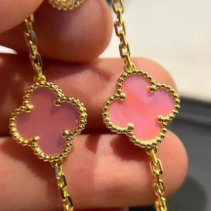 [Riva Jewelry]LUCKY CLOVER 5-MOTIF BRACELET - PINK MOTHER-OF-PEARL COLLECTION