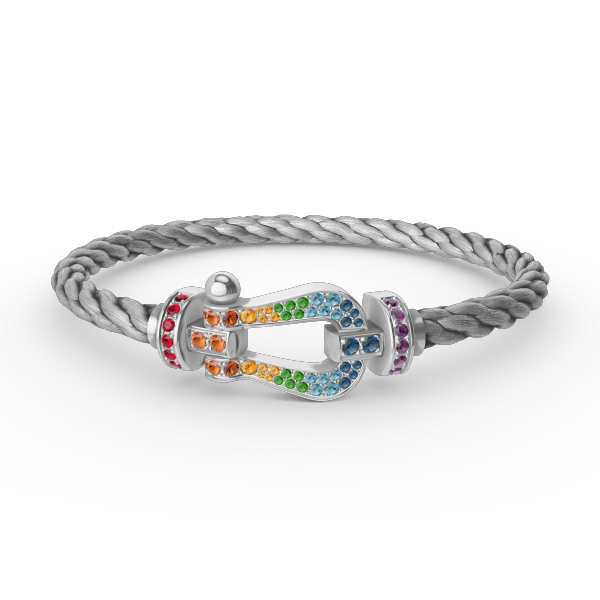 [Riva Jewelry]FORCE LARGE HORSESHOE COLORED DIAMOND BRACELET - WHITE GOLD
