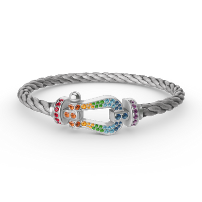 [Riva Jewelry]FORCE LARGE HORSESHOE COLORED DIAMOND BRACELET - WHITE GOLD