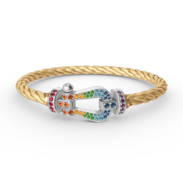 [Riva Jewelry]FORCE LARGE HORSESHOE COLORED DIAMOND BRACELET - WHITE GOLD