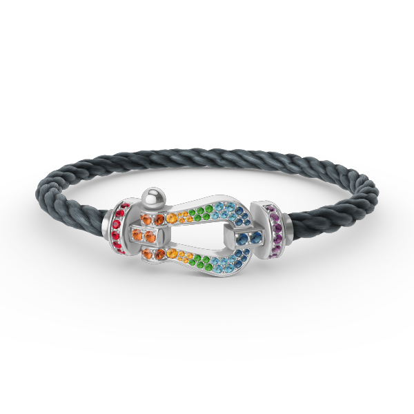 [Riva Jewelry]FORCE LARGE HORSESHOE COLORED DIAMOND BRACELET - WHITE GOLD