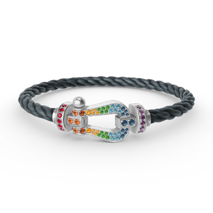 [Riva Jewelry]FORCE LARGE HORSESHOE COLORED DIAMOND BRACELET - WHITE GOLD