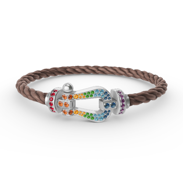 [Riva Jewelry]FORCE LARGE HORSESHOE COLORED DIAMOND BRACELET - WHITE GOLD