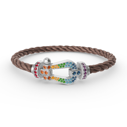 [Riva Jewelry]FORCE LARGE HORSESHOE COLORED DIAMOND BRACELET - WHITE GOLD