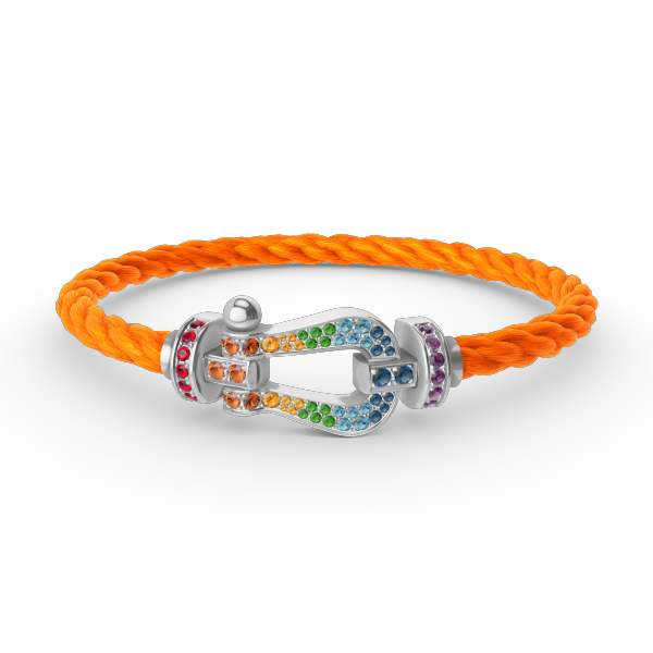 [Riva Jewelry]FORCE LARGE HORSESHOE COLORED DIAMOND BRACELET - WHITE GOLD