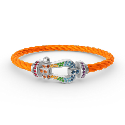 [Riva Jewelry]FORCE LARGE HORSESHOE COLORED DIAMOND BRACELET - WHITE GOLD