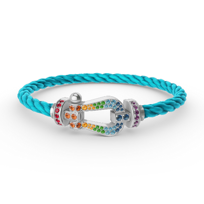 [Riva Jewelry]FORCE LARGE HORSESHOE COLORED DIAMOND BRACELET - WHITE GOLD