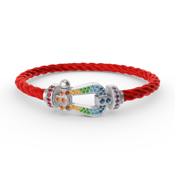 [Riva Jewelry]FORCE LARGE HORSESHOE COLORED DIAMOND BRACELET - WHITE GOLD