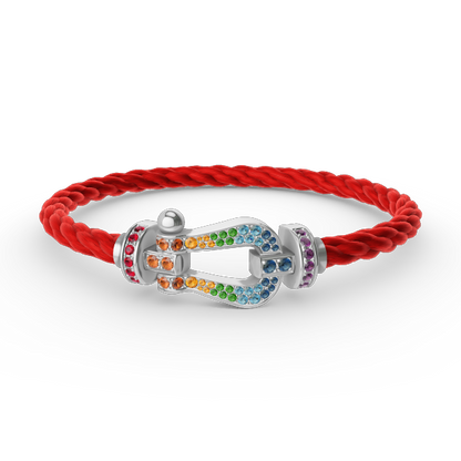 [Riva Jewelry]FORCE LARGE HORSESHOE COLORED DIAMOND BRACELET - WHITE GOLD
