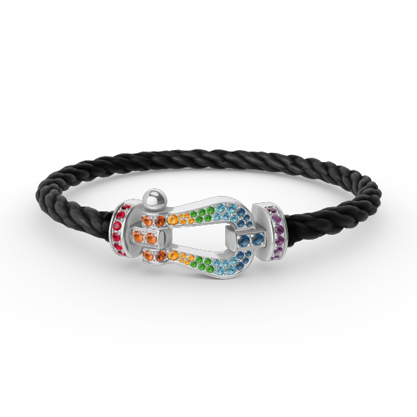 [Riva Jewelry]FORCE LARGE HORSESHOE COLORED DIAMOND BRACELET - WHITE GOLD
