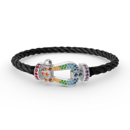 [Riva Jewelry]FORCE LARGE HORSESHOE COLORED DIAMOND BRACELET - WHITE GOLD