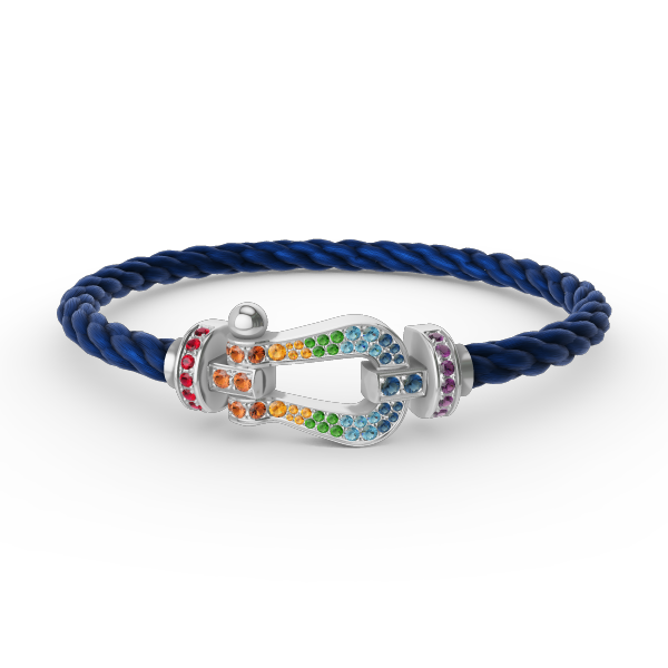 [Riva Jewelry]FORCE LARGE HORSESHOE COLORED DIAMOND BRACELET - WHITE GOLD