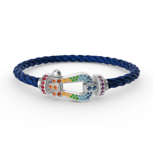 [Riva Jewelry]FORCE LARGE HORSESHOE COLORED DIAMOND BRACELET - WHITE GOLD