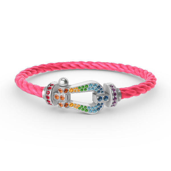 [Riva Jewelry]FORCE LARGE HORSESHOE COLORED DIAMOND BRACELET - WHITE GOLD