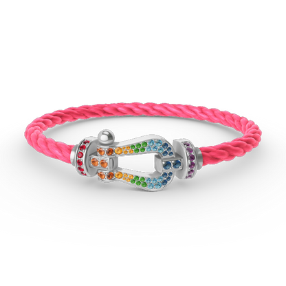 [Riva Jewelry]FORCE LARGE HORSESHOE COLORED DIAMOND BRACELET - WHITE GOLD