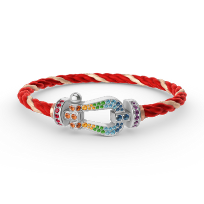 [Riva Jewelry]FORCE LARGE HORSESHOE COLORED DIAMOND BRACELET - WHITE GOLD
