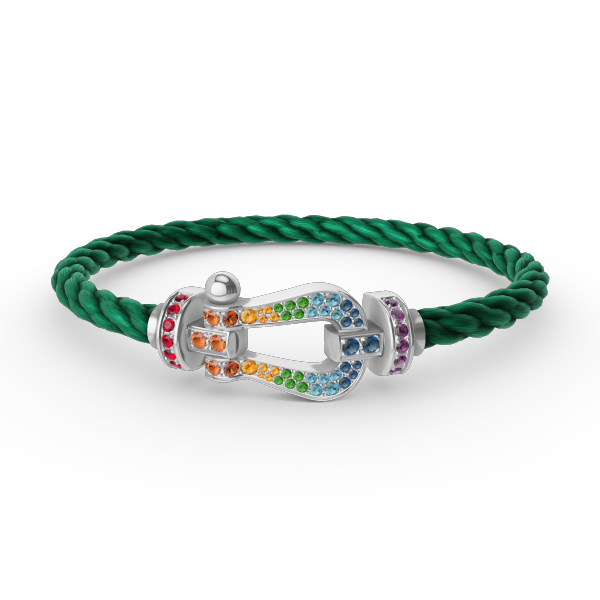 [Riva Jewelry]FORCE LARGE HORSESHOE COLORED DIAMOND BRACELET - WHITE GOLD