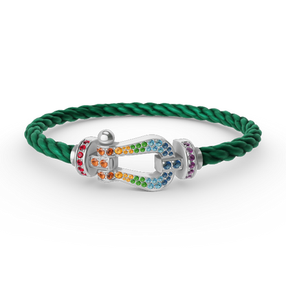 [Riva Jewelry]FORCE LARGE HORSESHOE COLORED DIAMOND BRACELET - WHITE GOLD