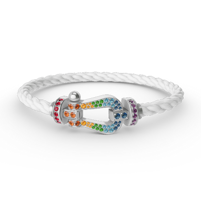 [Riva Jewelry]FORCE LARGE HORSESHOE COLORED DIAMOND BRACELET - WHITE GOLD