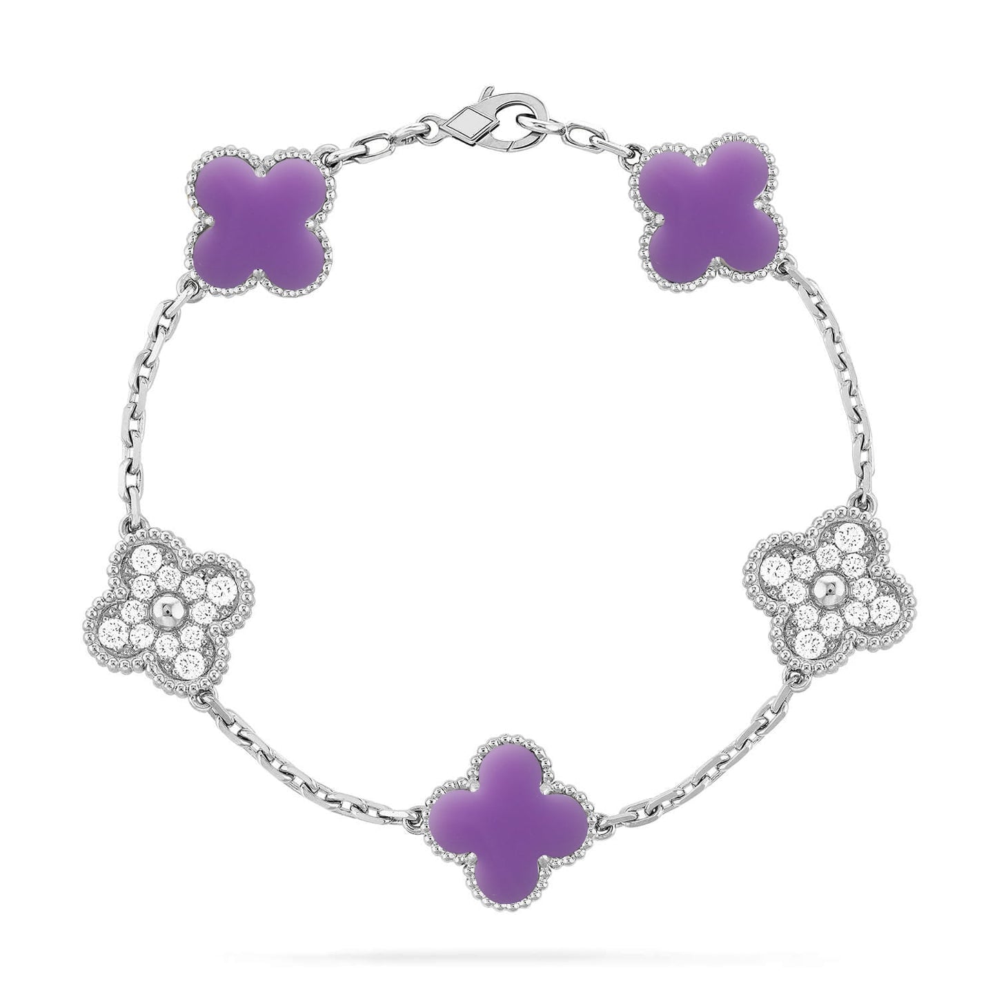 [Riva Jewelry]LUCKY CLOVER 5-MOTIF BRACELET - LAVENDER COLLECTION