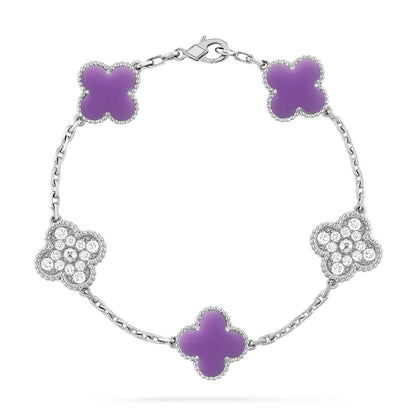 [Riva Jewelry]LUCKY CLOVER 5-MOTIF BRACELET - LAVENDER COLLECTION