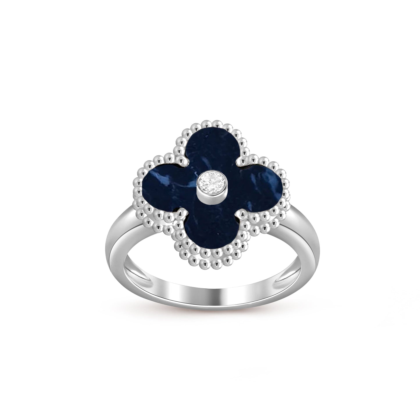 [Riva Jewelry]LUCKY CLOVER DIAMOND-ACCENT WHITE GOLD RING COLLECTION
