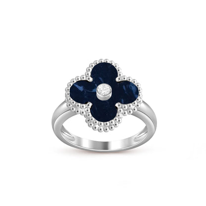 [Riva Jewelry]LUCKY CLOVER DIAMOND-ACCENT WHITE GOLD RING COLLECTION