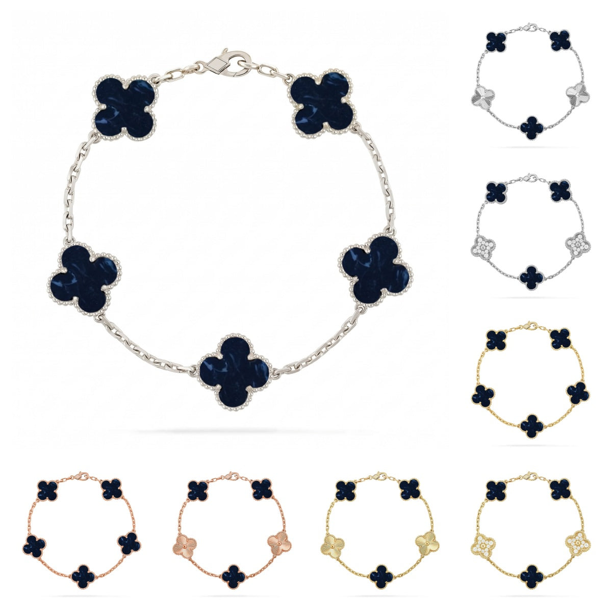 [Riva Jewelry]LUCKY CLOVER 5-MOTIF BRACELET - PIETERSITE COLLECTION