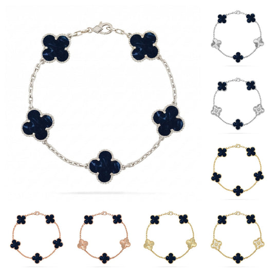 [Riva Jewelry]LUCKY CLOVER 5-MOTIF BRACELET - PIETERSITE COLLECTION