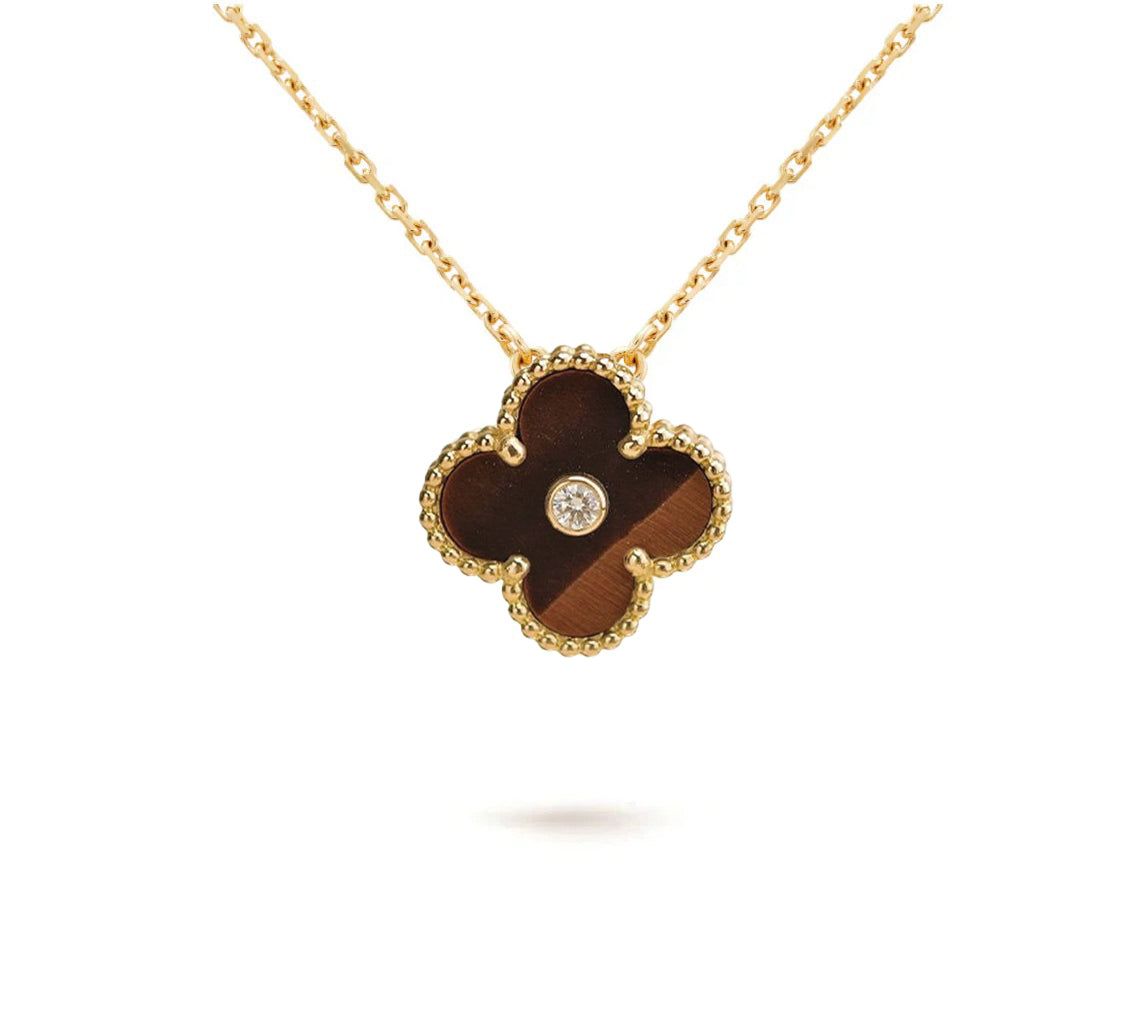 [Riva Jewelry]15MM CLOVER FLOWER DIAMOND PENDANT NECKLACE COLLECTION