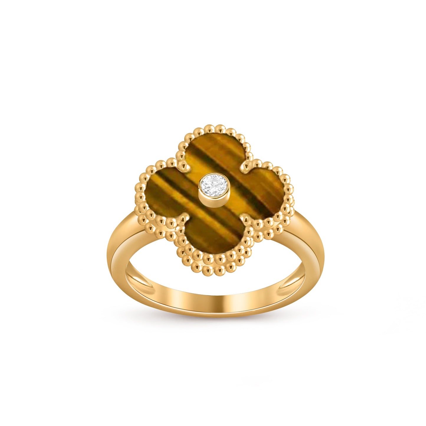 [Riva Jewelry]LUCKY CLOVER DIAMOND-ACCENT GOLD RING COLLECTION