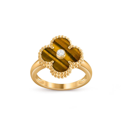 [Riva Jewelry]LUCKY CLOVER DIAMOND-ACCENT GOLD RING COLLECTION