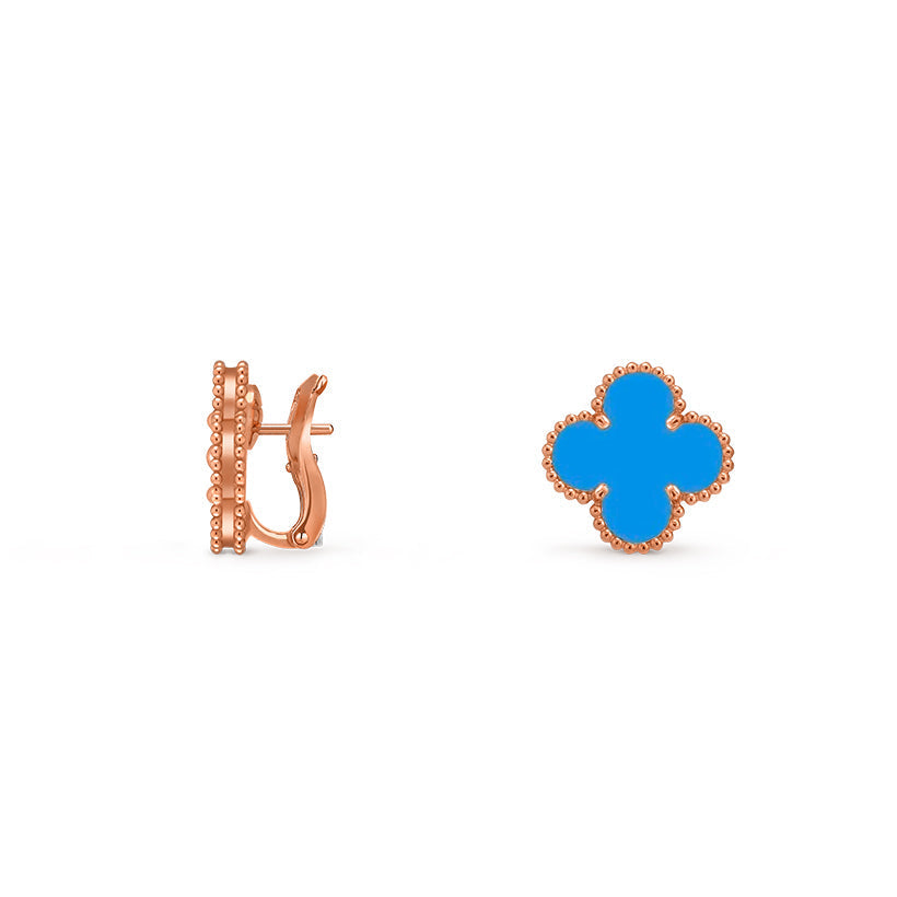 [Riva Jewelry]15MM CLOVER FLOWER STUD EARRINGS ROSE GOLD COLLECTION