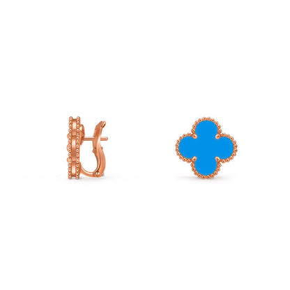 [Riva Jewelry]15MM CLOVER FLOWER STUD EARRINGS ROSE GOLD COLLECTION