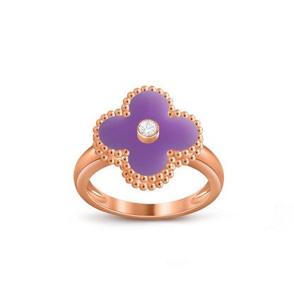 [Riva Jewelry]LUCKY CLOVER DIAMOND-ACCENT ROSE GOLD RING COLLECTION