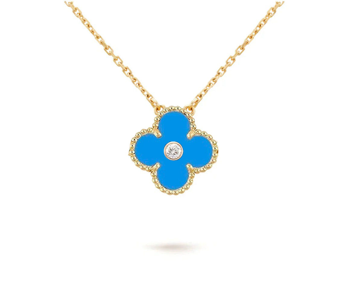 [Riva Jewelry]15MM CLOVER FLOWER DIAMOND PENDANT NECKLACE COLLECTION