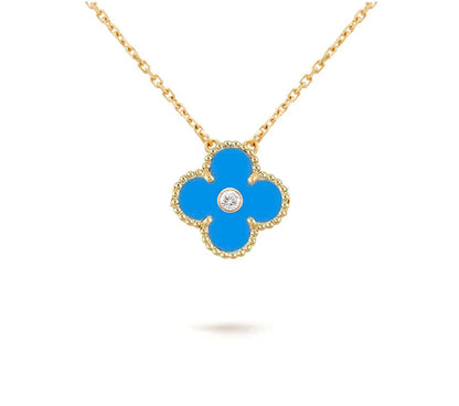 [Riva Jewelry]15MM CLOVER FLOWER DIAMOND PENDANT NECKLACE COLLECTION