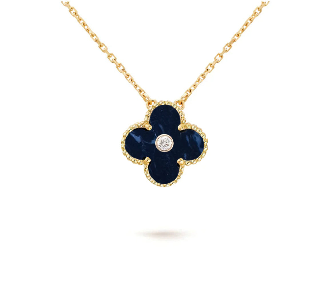 [Riva Jewelry]15MM CLOVER FLOWER DIAMOND PENDANT NECKLACE COLLECTION