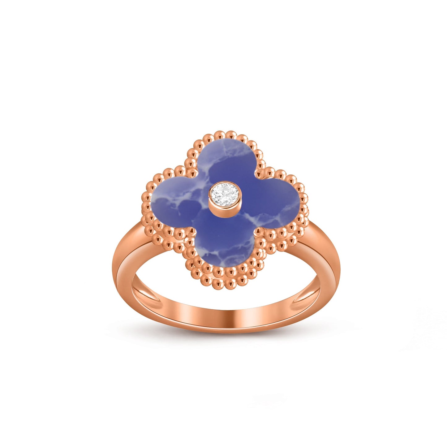 [Riva Jewelry]LUCKY CLOVER DIAMOND-ACCENT ROSE GOLD RING COLLECTION