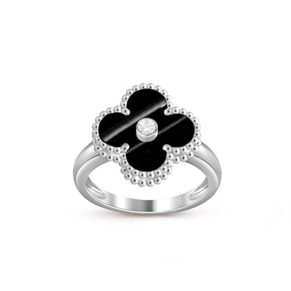 [Riva Jewelry]LUCKY CLOVER DIAMOND-ACCENT WHITE GOLD RING COLLECTION