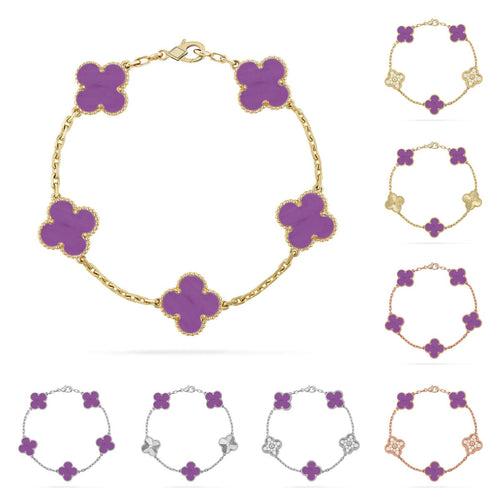[Riva Jewelry]LUCKY CLOVER 5-MOTIF BRACELET - VIOLET COLLECTION