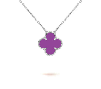 [Riva Jewelry]15MM CLOVER FLOWER PENDANT NECKLACE WHITE GOLD COLLECTION